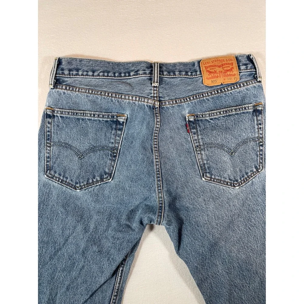 Levis 505 Regular Fit Straight Leg Blue Denim Jeans Mens 34x29